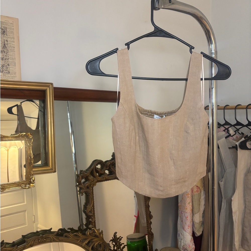 NWT Crescent Tan Linen Sleeveless Top
